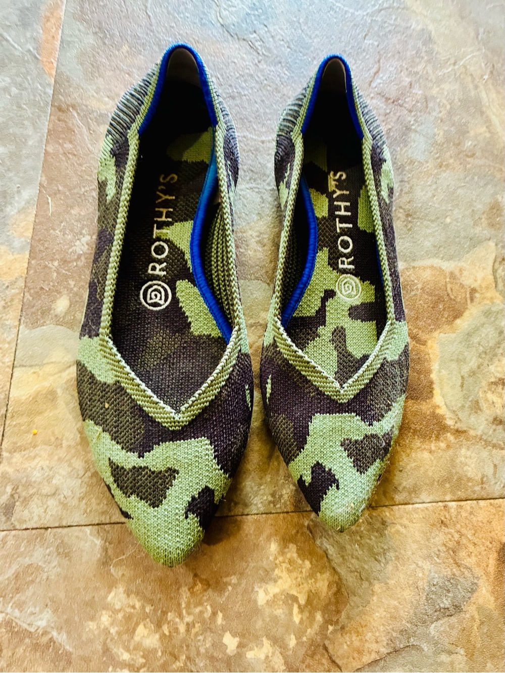 Rothy's Camouflage Knit Pointed Toe Slip-On Flats Women's US 7.5 EU 38